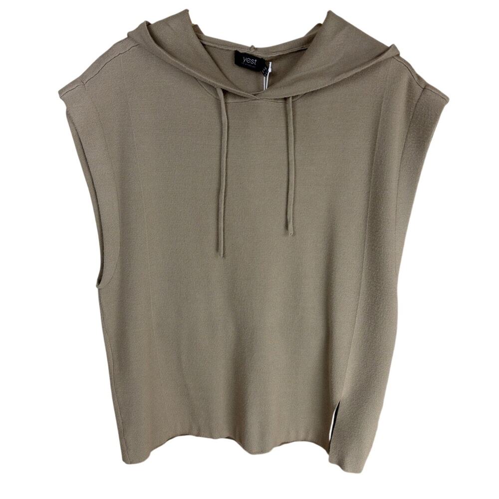 NWT Yesta YEST Tan High Low Hem Hooded Long Vest #0940 Size 20 (XXL)